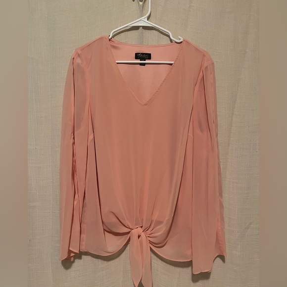 Thalia Sodi Light Peachy Pink  Tie-Front Blouse - Picture 1 of 5